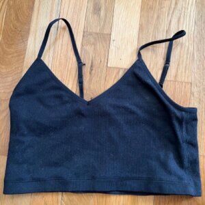 Abercrombie & Fitch Black Stretchy Bra Crop Top Adjustable Straps Size XL